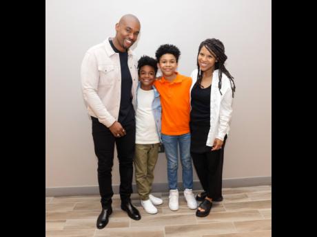 Brunson made the trip to Jamaica as a guest speaker of JMMB Elevate 5.0 with his family by his side. From left: his sons Liam and Kingston, and his wife, Jill.