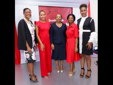 From left: Heywood shares a photo op during a recent financial planning 101 workshop hosted under the Scotiabank Women Initiative with business journalist Kalilah Reynolds, who was a facilitator for the session and other members of the Scotiabank team - Yv
