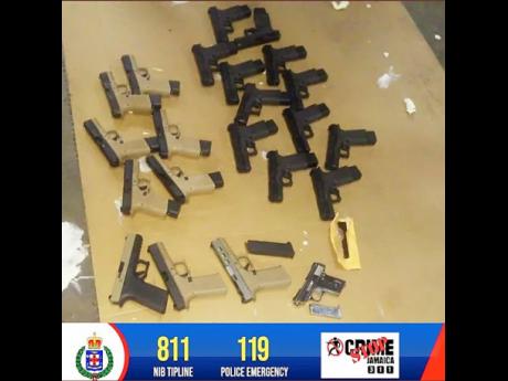 Nearly 22 guns were seized at the wharf in Freeport, Montego Bay, during a joint operation between the police and Jamaica Customs Agency on Friday.