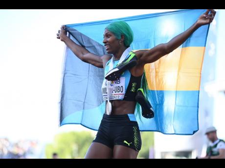 Bahamas Shaunae Miller-Uibo celebrates winning the women's 400 metres at the World Athletics Championships at Hayward Field in Oregon, United States of America (USA) in July.