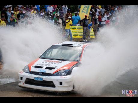 Gary Gregg and his Focus WRC navigating the famous Wakefield Watersplash.