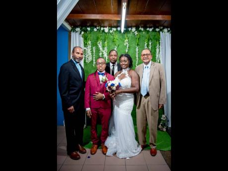 From left: The couple’s pastors Donovan Cole, Shane O’Connor and Peter Garth were honoured to be a part of the nuptial event.