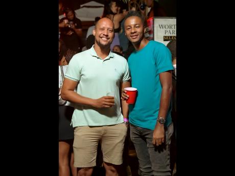 What’s in their cups stays in their cups! Co-owner of Jangas, Jordan Weller (left), and Rolando Prendergast, creative director, Elevate, were ready to party.