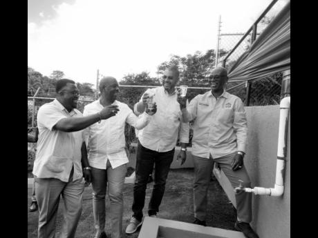 From left: Rohan Kennedy, councillor of the Mile Gully division; Mayor of Mandeville Donovan Mitchell; Member of Parliament for Northwest Manchester Mikael Phillips; and Minister of Local Government and Rural Development Desmond McKenzie at the opening of 