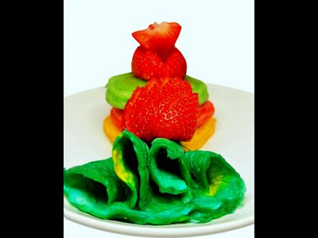 Staying true to his roots, the good chef creates dishes like this reggae pancakes served with green eggs. 