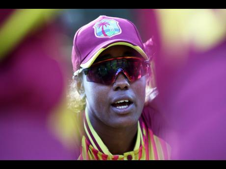 West Indies women’s captain Hayley Matthews gives a team talk ahead of her side’s T20 Women’s World Cup game against India at Newlands in Cape Town, South Africa yesterday.