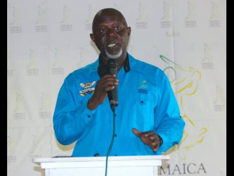 Jamaica Cricket Association Cricket Operations Manager Oniel Cruikshank gives his address at the launch of the 2023 JCA Senior Cup competition during a press conference at Sabina Park yesterday.
