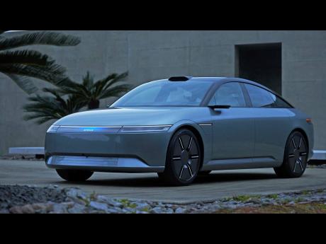This photo provided by Sony Honda Mobility shows the Afeela concept, an electric sedan that Sony Honda says promises best-in-class entertainment. 