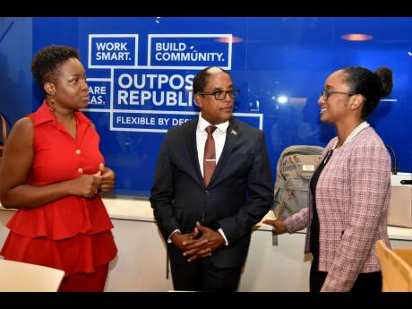 From left: Executive Director of the Jamaica Manufacturers and Exporters Association (JMEA), Kamesha Turner-Blake; State Minister in the Ministry of Industry, Investment and Commerce, Dr Norman Dunn; and President of Jamaica Promotions Corporation, Shullet