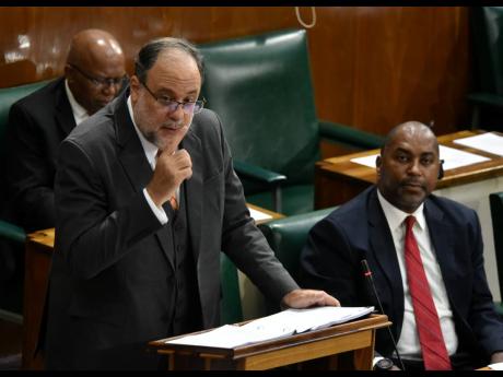 Opposition Leader Mark Golding making his contribution to the 2023-2024 Budget Debate in Parliament on Tuesday.