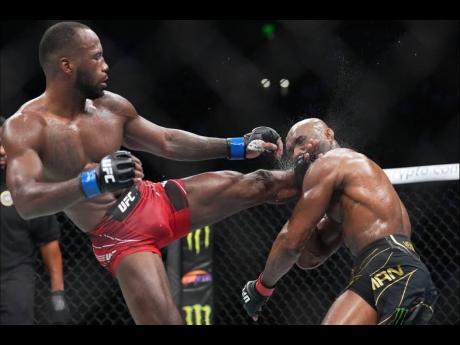 The moment Leon Edwards knocked out Kamaru Usman to become UFC Welterweight Champion in 2022.