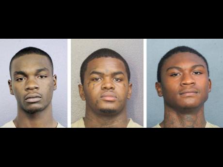 This combo of photos provided by the Broward County Sheriff's Office shows, from left, Michael Boatwright, Dedrick Williams, and Trayvon Newsome. A Florida jury has convicted the three men of murder in the 2018 killing of star rapper XXXTentacion, who was 