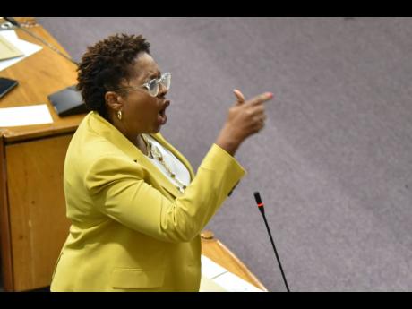 Dr Angela Brown Burke refused to withdraw her ‘shut yuh mouth’ remark after she was heckled when she rose to object to the characterisation of Opposition Leader Mark Golding as ‘Massa Mark’.