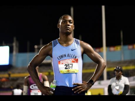 Edwin Allen High’s Bryan Levell after winning the Class One boys’ 100 metres at the ISSA/GraceKennedy Boys and Girls’ Athletics Championships last year.