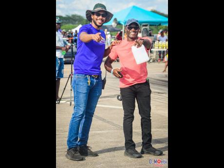 Two of drag racing stalwarts, organiser and racer Kenneth ‘Ken T’ Timoll and Ace engine builder and racer Xavia Murray strike a pose for the camera.
