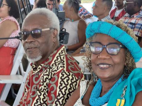 Former Prime Minister P.J. Patterson, a close friend of the late Louis Grant, seated next to Custos of St Ann, Norma Walters. 