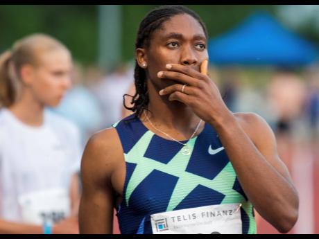 Caster Semenya reacts before the women’s 5,000 metres race in Regensburg, Germany, in June 2021. Track and field banned transgender athletes from international competition while adopting new regulations that could keep Caster Semenya and other athletes w