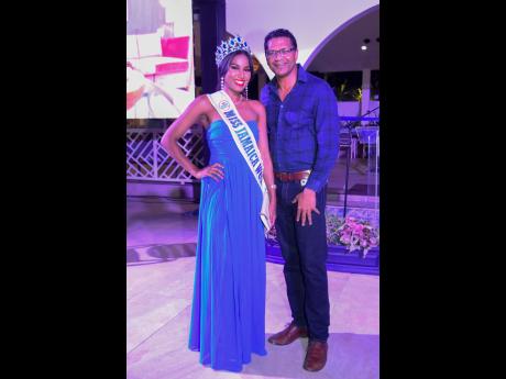 Miss Jamaica World 2022 Shanique Singh is joined in blue by Richard Pandohie, group chief executive officer of Seprod Limited.