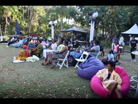 Patrons gather to watch short films at The Shot List, held on Sunday at the Hope Botanical Gardens.
