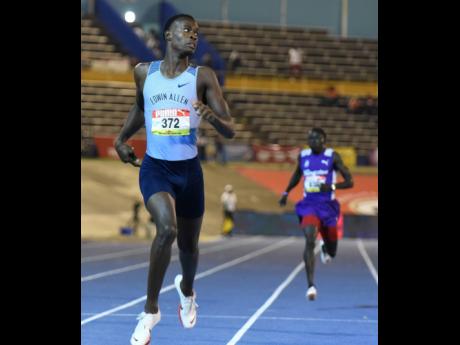 Delano Kennedy of Edwin Allen High wins the Class One boys’ 400 metres final at the ISSA-GraceKennedy Boys and Girls’ Championships last night. Kennedy won in 45.27 seconds. 