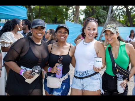 From left: Feteing and prosecco crew, Tiffany Lawson, Winsome Henriques, Tiffani Samms and Tiffany Lee are having a good time.
