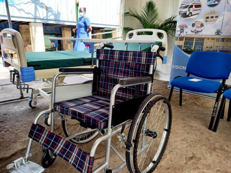 One of six beds and 15 chairs, valued at US$25,000, which were donated to the Mandeville Regional Hospital by the Mandeville Spa and Wellness Resort. 