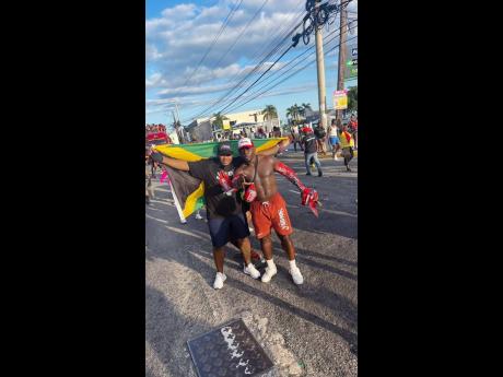 Evelyn is seen on the road with fellow ‘feteran’, Yanique Carty, at this year’s Yard Mas Carnival. 