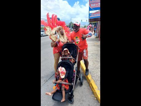 Soca veteran Ebony invited her partner in love who goes by the name Strong Man to Yard Mas Carnival. The pair decided to make it a family event and took their twin daughters, Zena and Zenovia. 