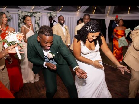 The newlyweds show off their dance moves. 