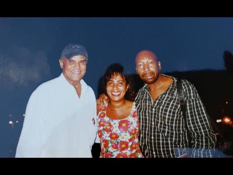 Music icon Harry Belafonte at Rose Hall Great House for the Air Jamaica Jazz and Blues Festival in early 1990s with the late Marie Walker, the at the Jamaica Tourist Board and Dave Rodney, also then with JTB and contributing Gleaner writer.