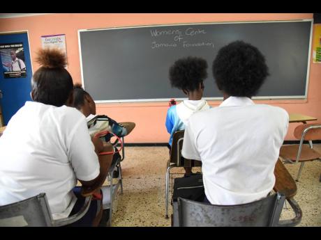 Teen mothers attend class at the Women’s Centre of Jamaica Foundation.