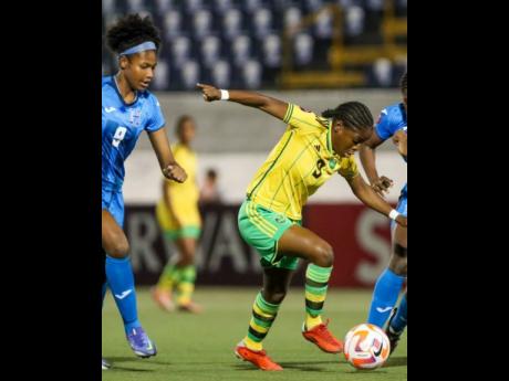 Jamaica’s Natoya Atkinson goes on a dribble during the final Group E Concacaf Under-20 Women’s Championship qualifier in Managua, Nicaragua last month.