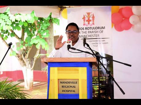 Chief Executive Officer Mandeville Regional Hospital Alwyn Miller at the launch of the Custos’ 5K Run/Walk/Cycle event at the hospital last Friday. Proceeds from the event are set to benefit the work of the renal unit at the facility.
