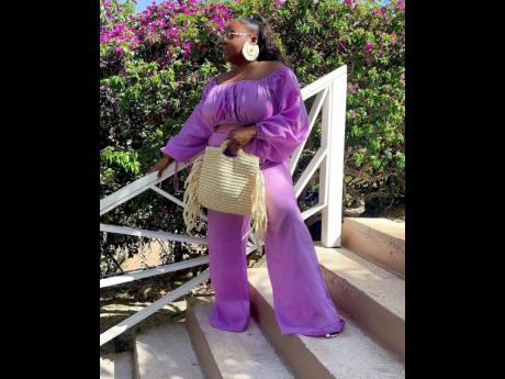 She serves regality in this purple pants set from her favourite designer, By The Cabana.