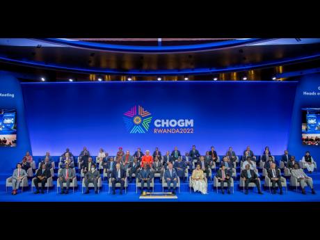 Heads of Government post for a photograph at CHOGM Rwanda 2022.