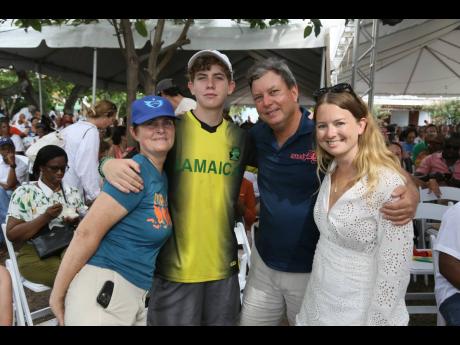 It’s a family affair for Justine Henzell, co-founder and director, Calabash International Literary Festival and daughter Drew Brennan and (from left) Max Henzell and father Jason Henzell.
