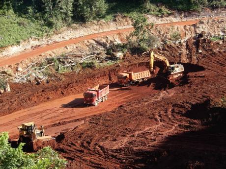 Bauxite being mined in a section of Gibraltar, St Ann.