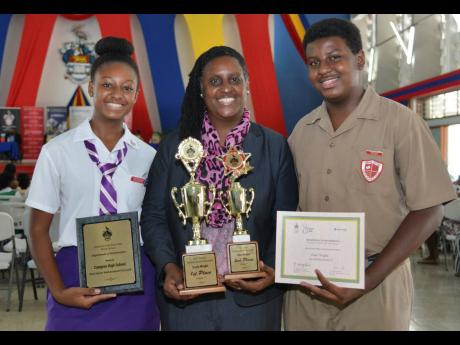 From left: Kayla Wright; her mother, Dr Marilyn Lawrence Wright and brother, Chad Wright, a grade-nine student at Campion College, who placed second in the grade-nine category of the Jamaican Mathematical Olympiad for 2022/23. 