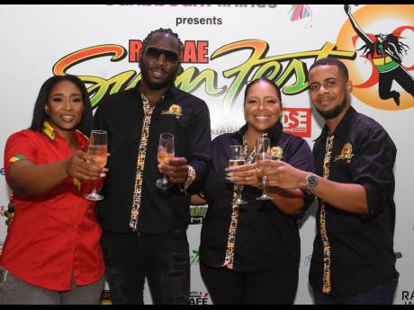 From left: Aldria Grant, administrative consultant, Downsound Entertainment; Cordel ‘Skatta’ Burrel, director of Reggae Sumfest; Karla Jankee, executive assistant to the CEO at Downsound Records; and Dealo Gordon, at the Reggae Sumfest Media Launch on 