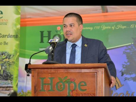 Matthew Samuda, minister without portfolio in the Ministry of Economic Growth and Job Creation, speaks about the Government’s plan for green spaces in the Corporate Area during a recent Nature Preservation Foundation Public Forum.