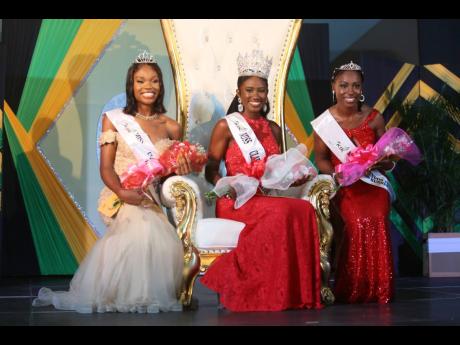 Miss Clarendon Festival Queen Shanecia Daley is flanked by Britnie Edwards (left), second runner-up and Shamoya Smith, third runner-up.