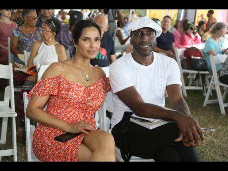 Host and author Padma Lakshmi (left), with fellow author Kei Miller ahead of their on-stage reasoning session.