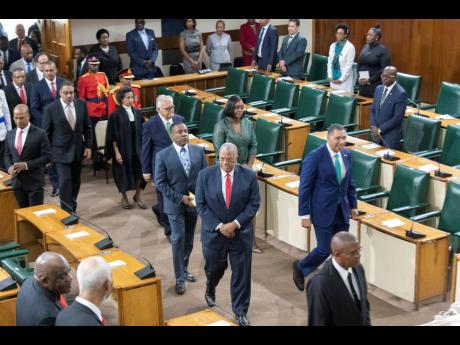In this 2019 photo lawmakers enter Gordon House for the reading of the Throne Speech. Gordon Robinson writes: Removing the King’s name but keeping his institutions and indoctrination is a waste of time and effort.