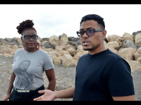 Hanif James (right), and Tanya Batson-Savage speak with The Gleaner along the  Palisadoes strip, one of the locations used in their short film ‘A Shade of Indigo’. 