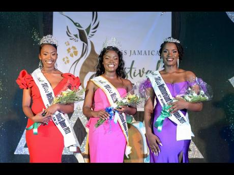  Miss Westmoreland Festival Queen Arrian Patman (centre), is sandwiched by first runner-up Deborah Dawes and second runner-up Kelsia Ann Porter.