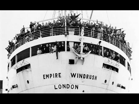 The ‘Empire Windrush’ arriving at Tilbury Docks in England in 1948.