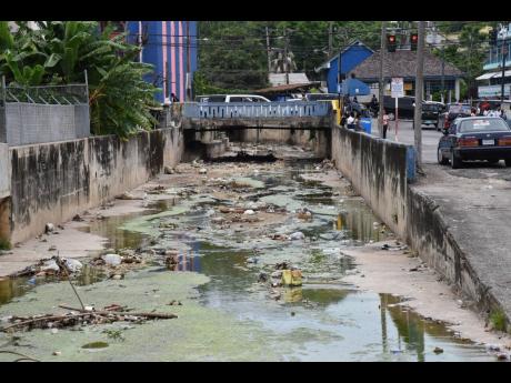 A section of the North Gully in Montego Bay, St James, which sometimes overflows its banks causing flooding in sections of the town.