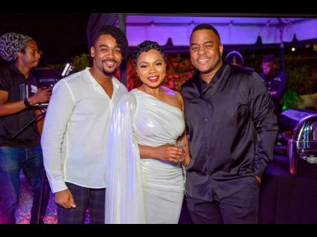 From left: Jamaro Marville, Erica Corlett and Garfene Grandison showed their support at Mark Anthony’s The Leather launch.