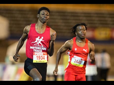 Jeevan Newby (left) in action at the Queen's/Grace Jackson meet in January.