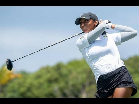 Jamaica team captain Emily Mayne plays a tee shot during the opening round of the Caribbean Amateur Junior Golf Championship which was held in the Cayman Islands recently.